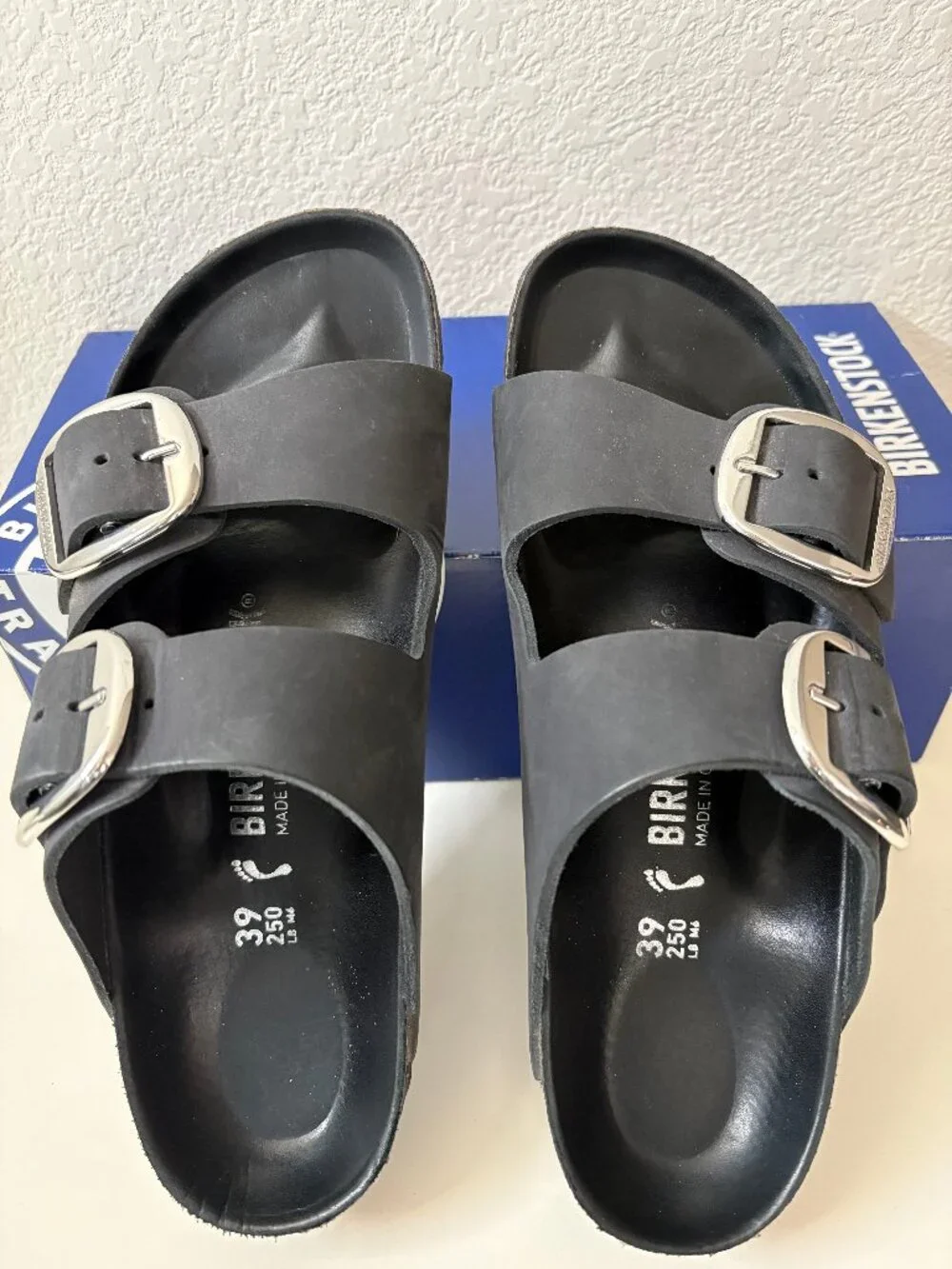 Birkenstock Arizona Big Buckle Black Oiled Leather Size 8-8.5 EU 39 Narrow EUC